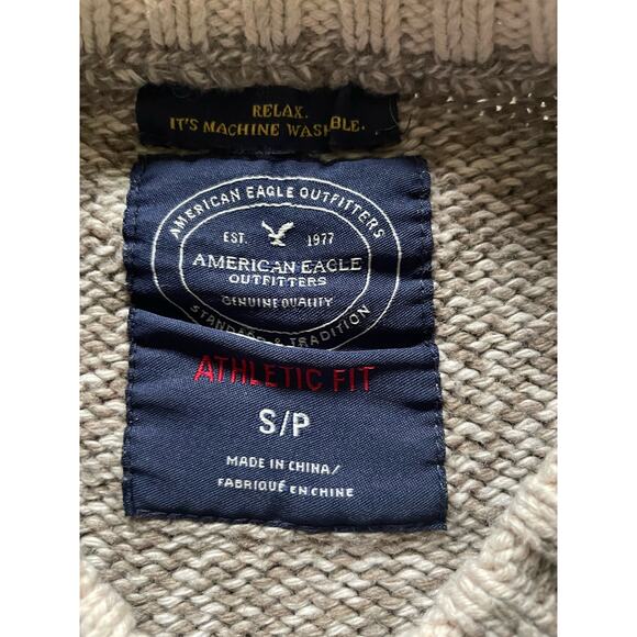 American Eagle Mens/Teen Fisherman Chunky Knit Sweater Size Small Cotton/wool - Picture 9 of 9
